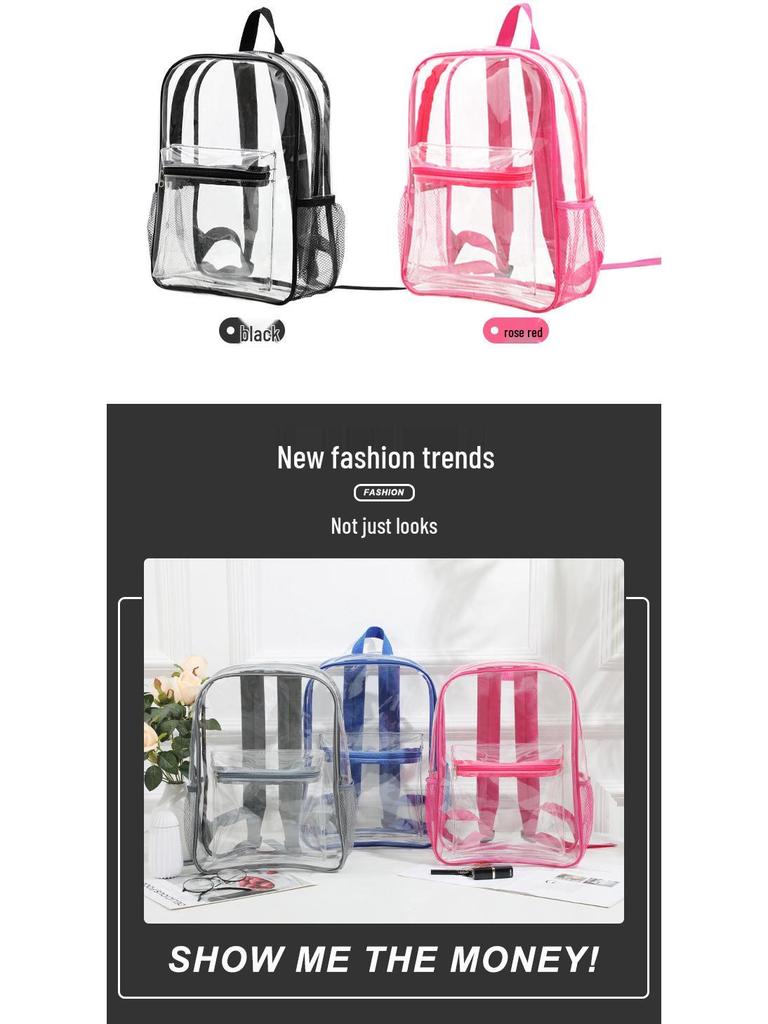 Waterproof Transparent PVC Large-Capacity Student School Backpack