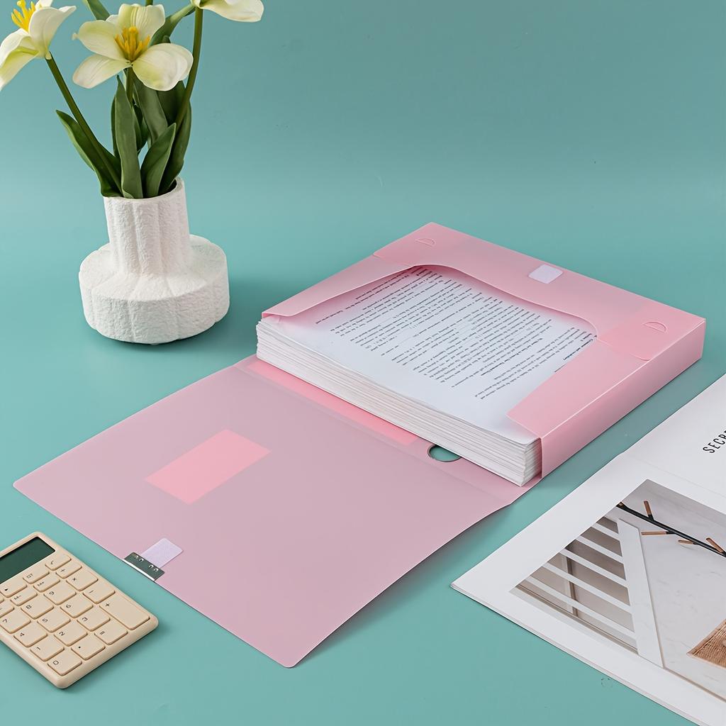 Large Capacity Colorful A4 Thickened Archive Box Foldable Plastic File Folder for Office Use, Accounting Documents Organization