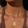 Cross Square Pendant Necklace with OT Clasp and Paperclip Chain – Elegant Light Luxury