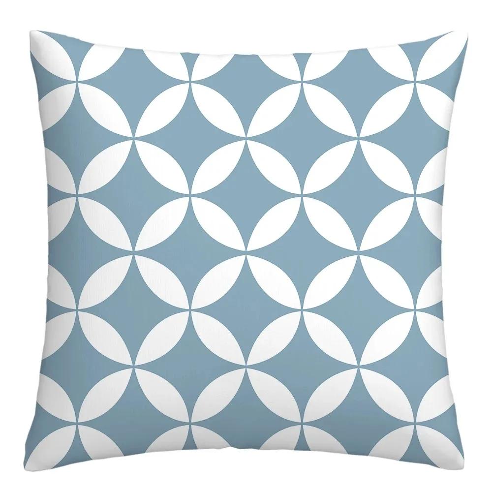 Blue and White Geometric Decorative Pillowcase Living Room Office Home Pillowcase Car Ornaments Ideal Gift