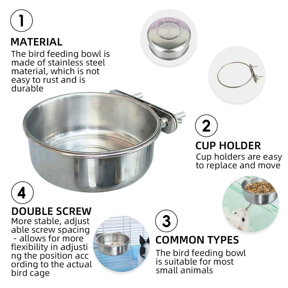 Water Bowl Bird Bowls Stainless Steel Parrot Food Bowl Parakeet Feeder  Bird Accessories