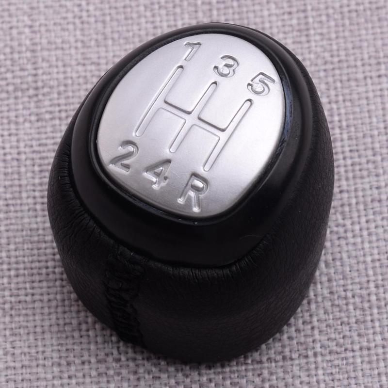 Silver Top Cover 5 Speed Manual Gear Stick Shift Knob Shifter Head Fit For SAAB 9-3 2003-2005 2006 2007 2008 2009 2010 2011 2012
