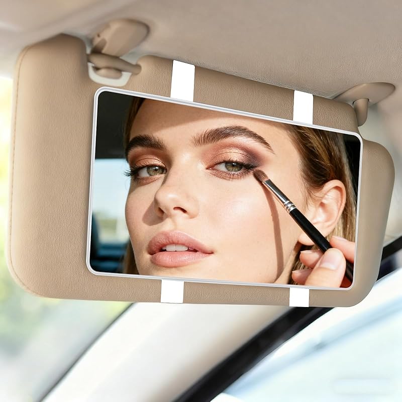 Car Sun Visor Vanity Mirror, 3 Light Modes & 60 LEDs, Rechargeable Dimmable Touch Screen Travel Makeup Mirror,Universal For Truck SUV-Car Accessories