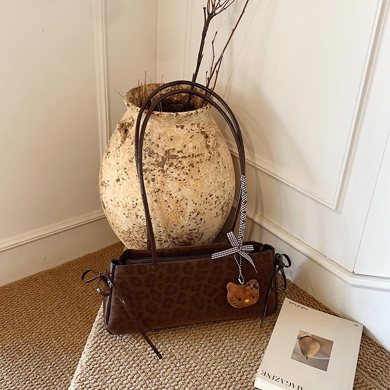 Retro Leopard Print Bag Women's Autumn New Niche Armpit Bag Fashionable High-value Simple Shoulder Bag Women