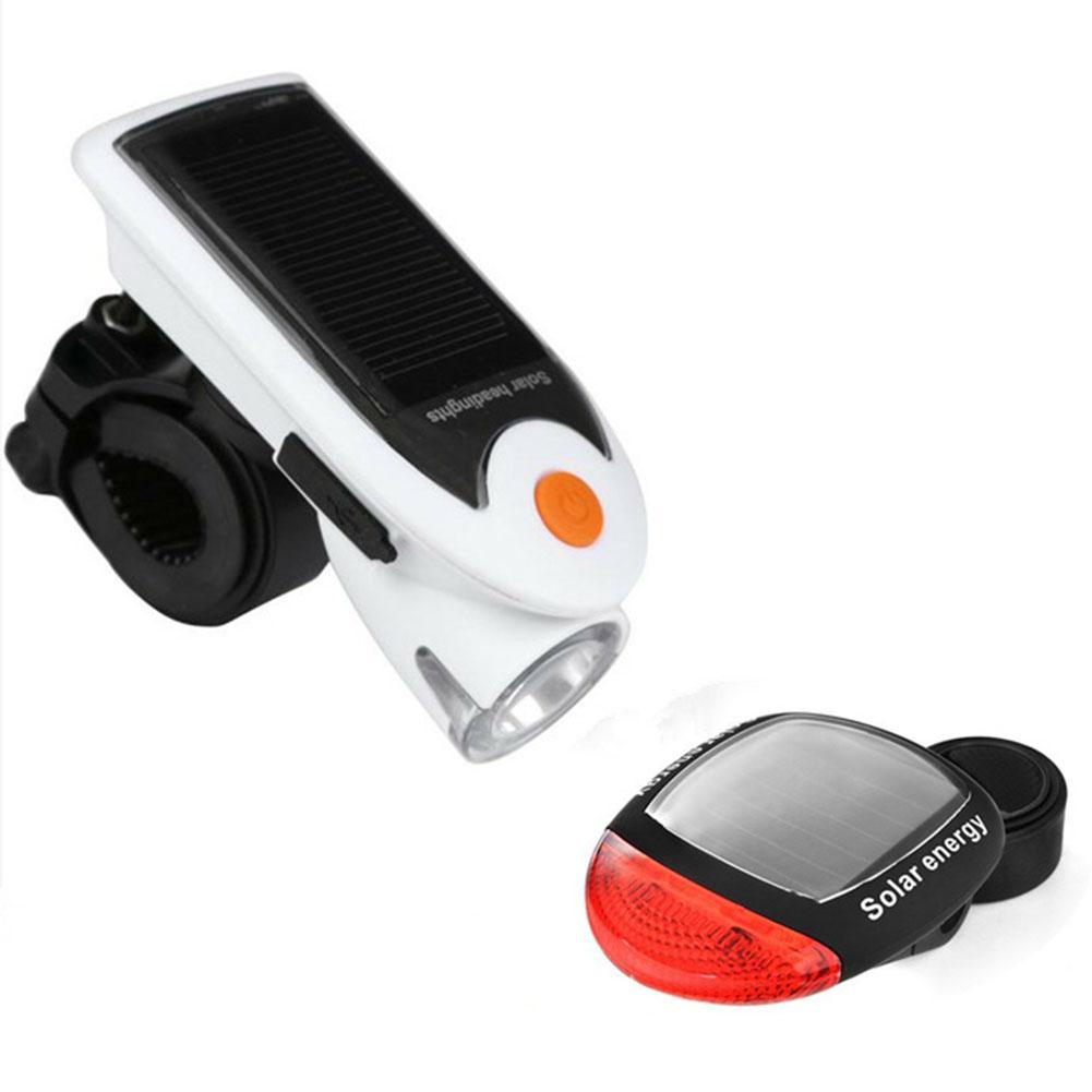

Bicycle Night Riding Illumination Set Headlight + Taillight High Bright USB Charging Solar headlight + taillight (white)#1