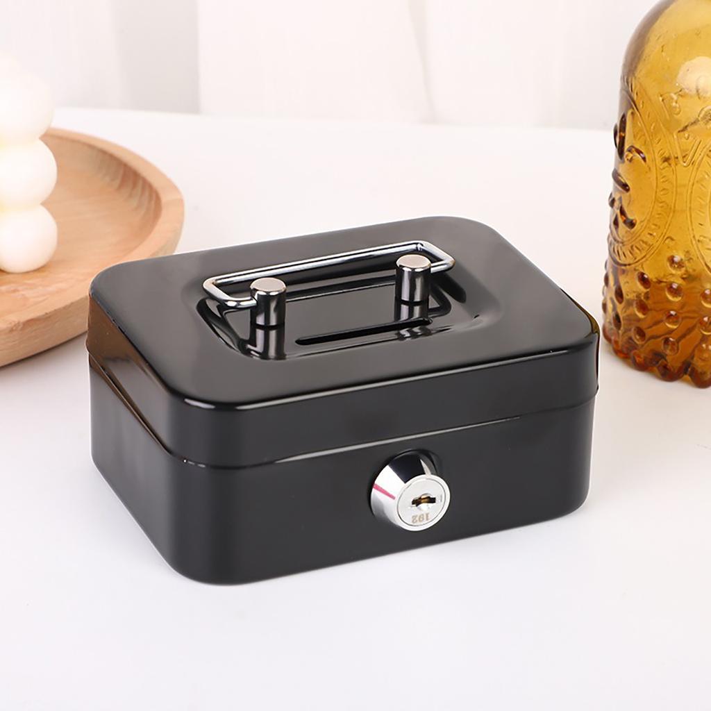 Pengasäkert låsbart kassaskrin med nyckel, bärbar sparbössa av metall, litet säkerhetslås, robusta myntboxar för barn