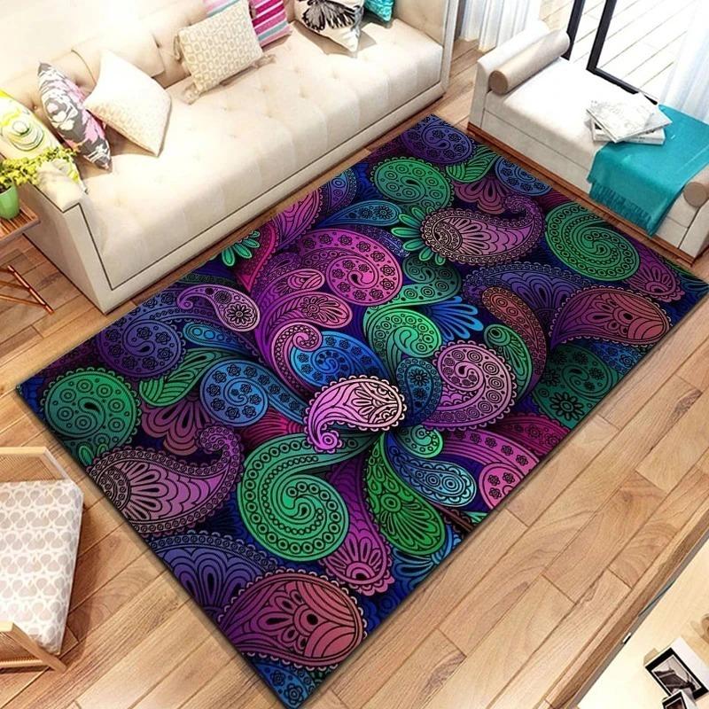 Bohemian Mandala Carpet Floral Geometric Pattern Soft Non Slip Bathroom Rug for Entryway Hallway Home Decor Mat