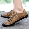 New Summer Breathable Men Sandal Roman Genuine Leather Handmade Mesh Men Casual Shoes Platform Outdoor Hiking Mesh Beach Sandals