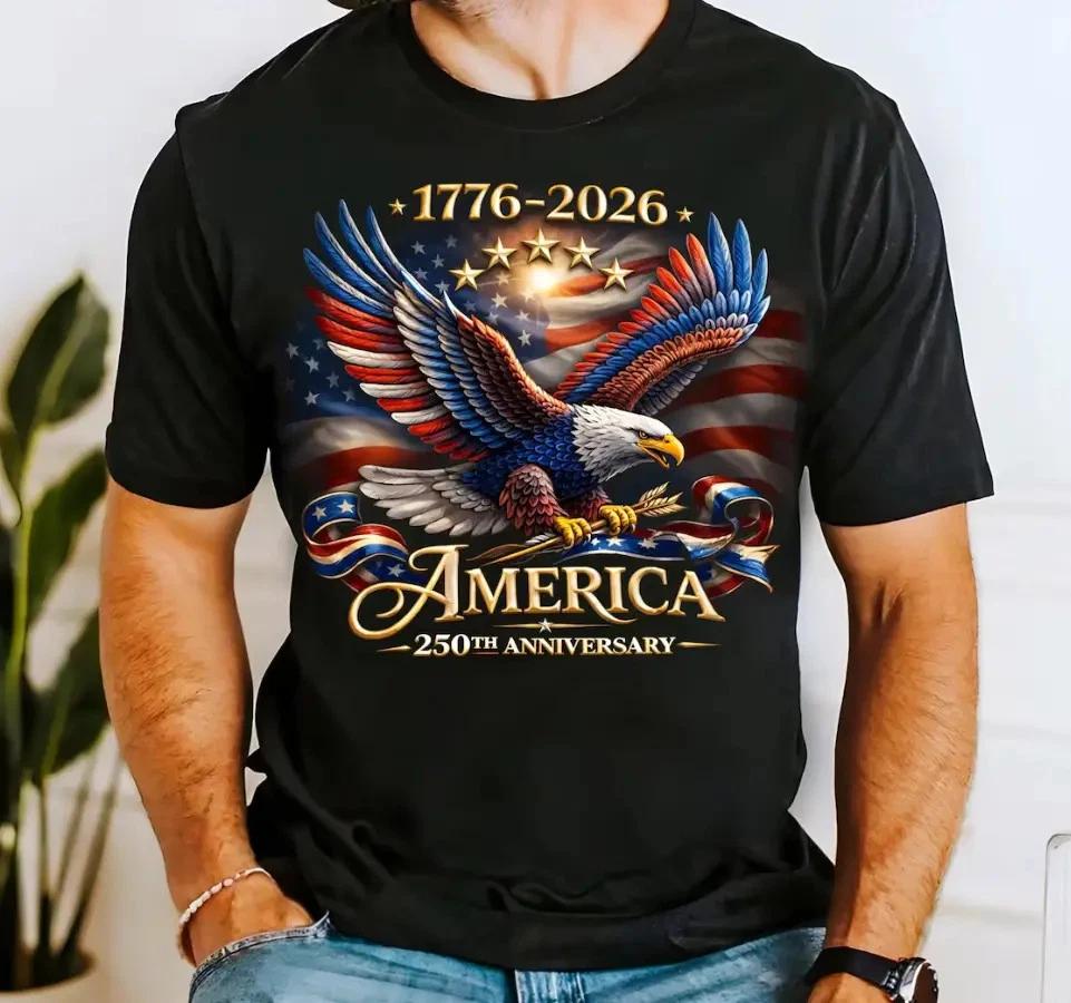 America 250th Anniversary America Patriotic Shirt, USA 250 Years Shirt,1776–2026 S