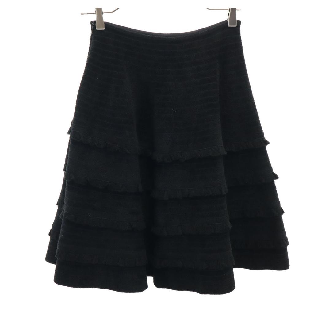 FOXEY made in Japan Midi length knit Tiered skirt 38 black Women Used