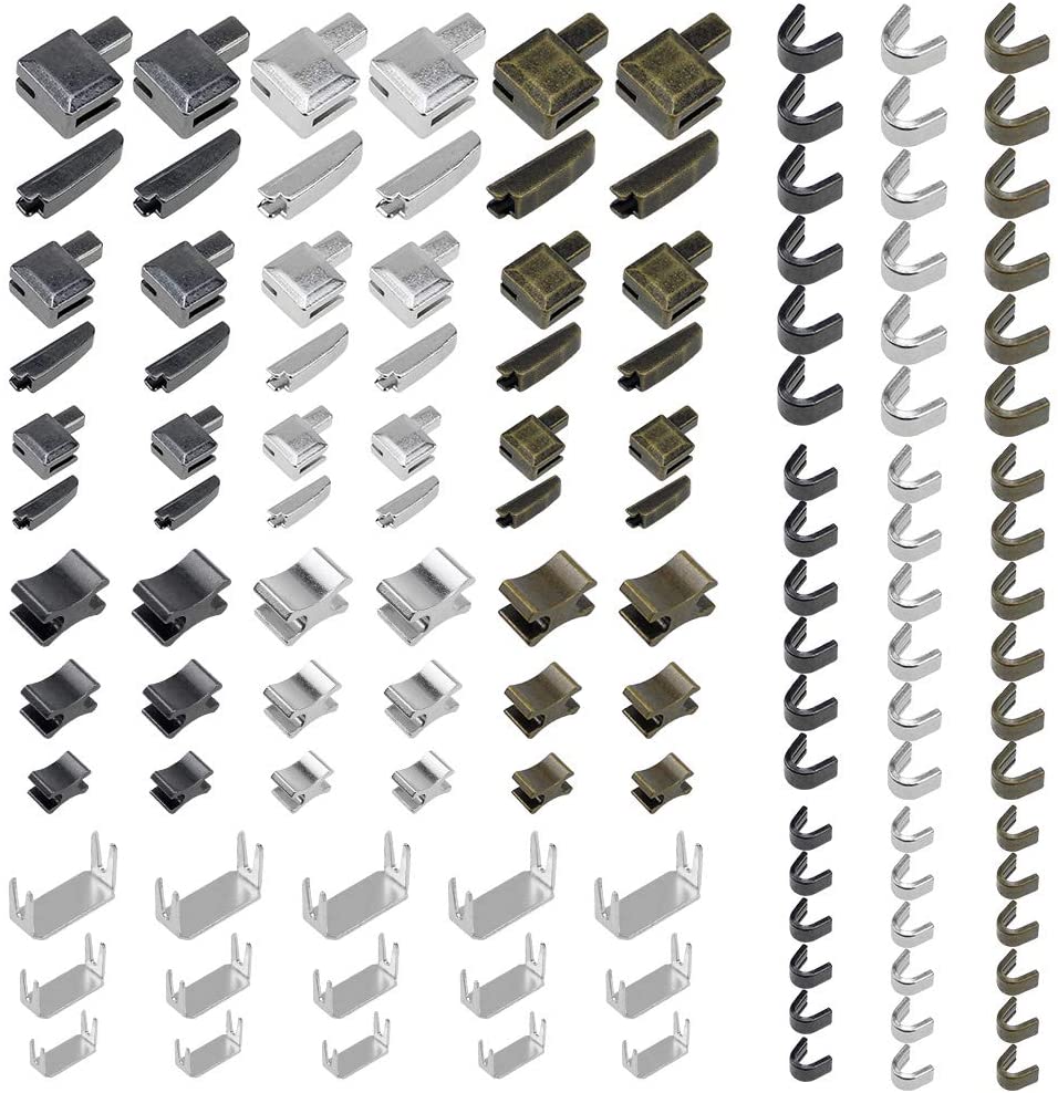 10/24/123Pcs Metal Zipper Head Sliders Retainer Insertion Pin Zipper Top Stopper Ends for Coat Jacket Clothes Repair Kit