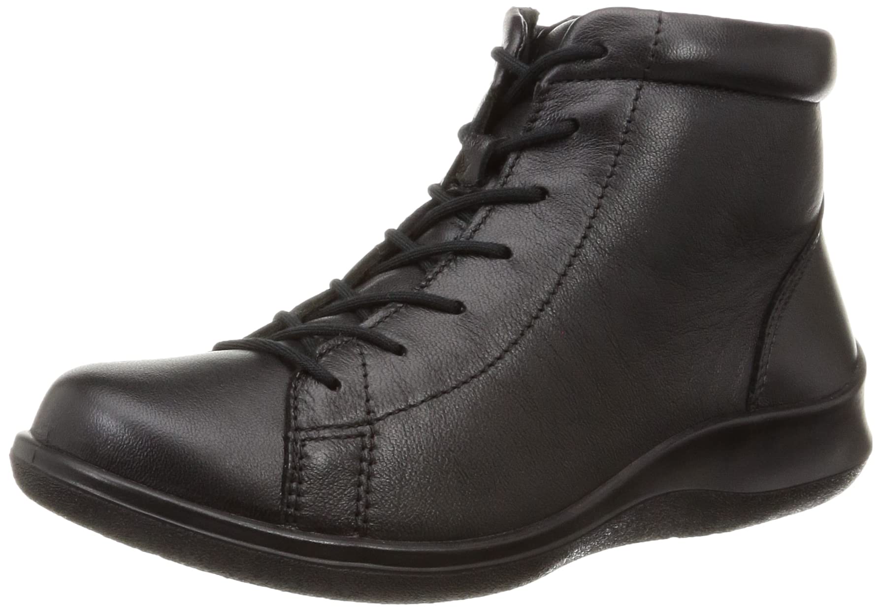 

Ботинки-кроссовки из натуральной кожи с боковой молнией для легкой ходьбы ASC см [Achilles Sorbo], водоотталкивающая кожа, на молнии, внутри, женские, 3E, 5340, черный, чёрный