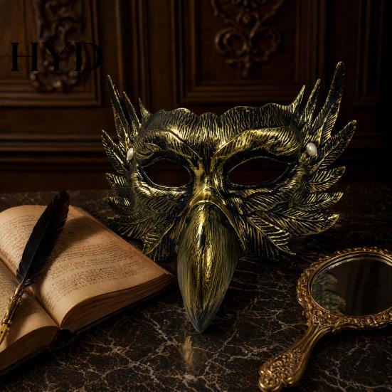Bequeme Sichtmaske Halloween Adler Halbmaske, Vintage Gold Venezianischer Stil Maskenball Gothic Cosplay Requisiten Kostüm