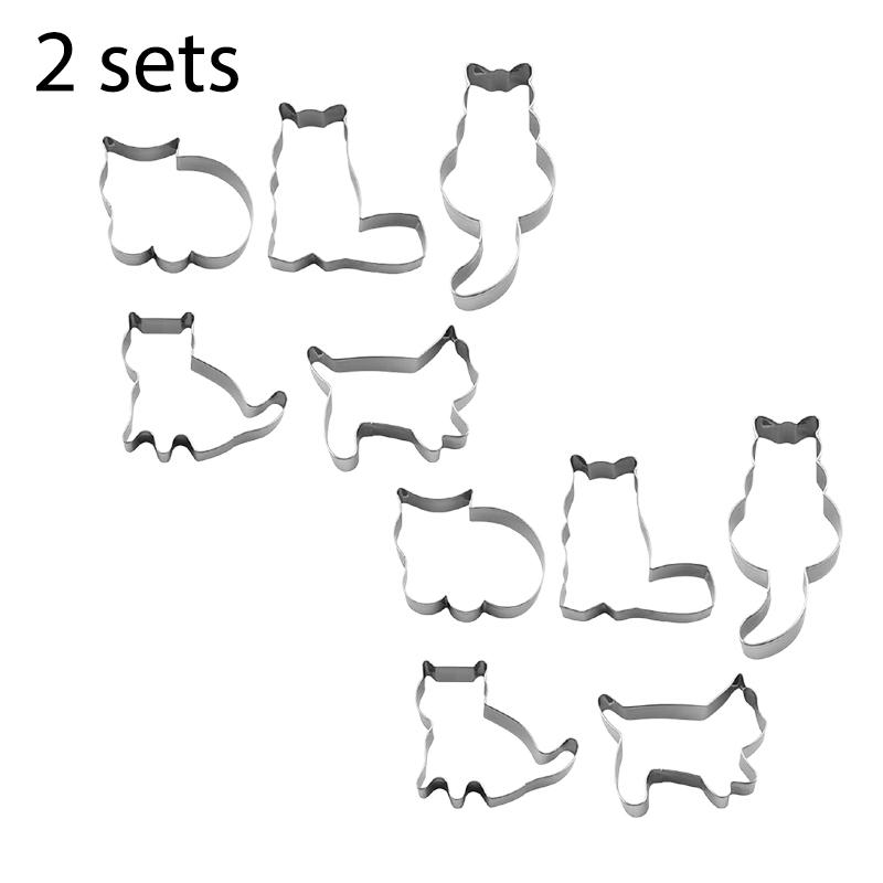 5 PCS Cute Cat Shaped Cookie Cutter Set Stainless Steel Cat Cookie Cutter Cat Shaped Cookie Molds for DIY Baking Cake