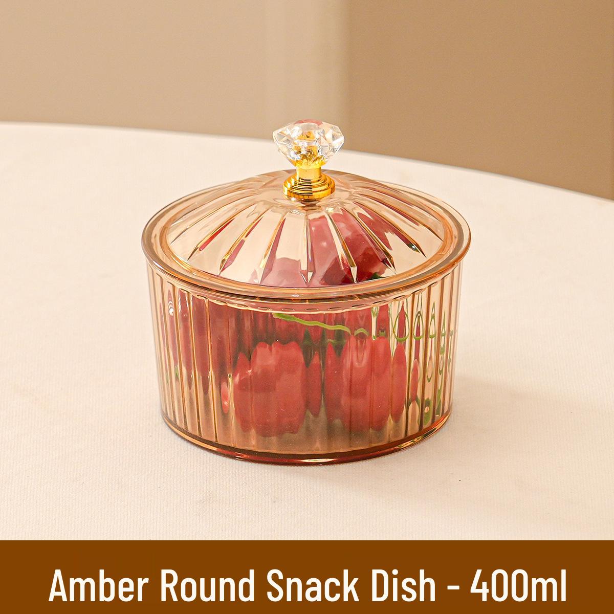 Nordic Transparent Round Compartment Snack Plate with Lid