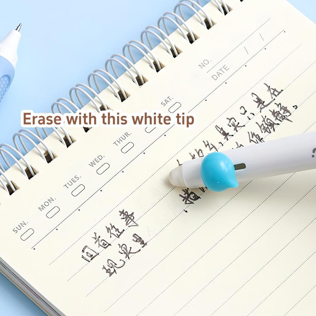 Sada 3 kusů gelových per Happy Beans Ergonomický trojúhelníkový grip smazatelný černý barevný inkoust 0,5 mm kuličkové pero pro školu psaní