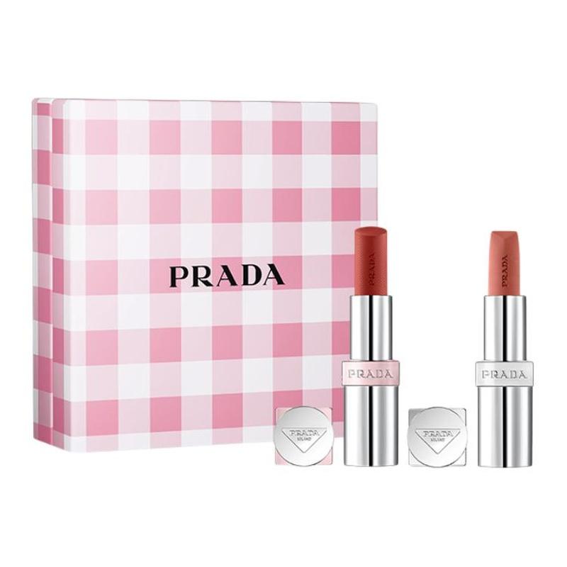 Prada makeup set Colorful laminated lightweight lipstick set, natural Two-piece set: natural translucent lipstick #U020 + matte lipstick #B101