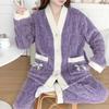 Plus Size Women's Flannel Pajama Set - Long Sleeve Cardigan, Warm and Cozy for Autumn and Winter
