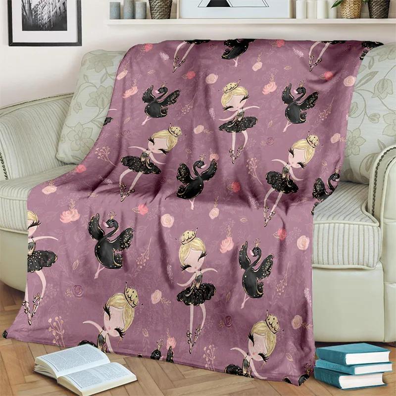 Süßes Ballettmädchen, Ballerina, Fee, Schwan, Einhorn, Cartoon, 3D-Decke, weiche Überwurfdecke für Zuhause, Schlafzimmer, Bett, Sofa, Picknick, Reisen, Kinder