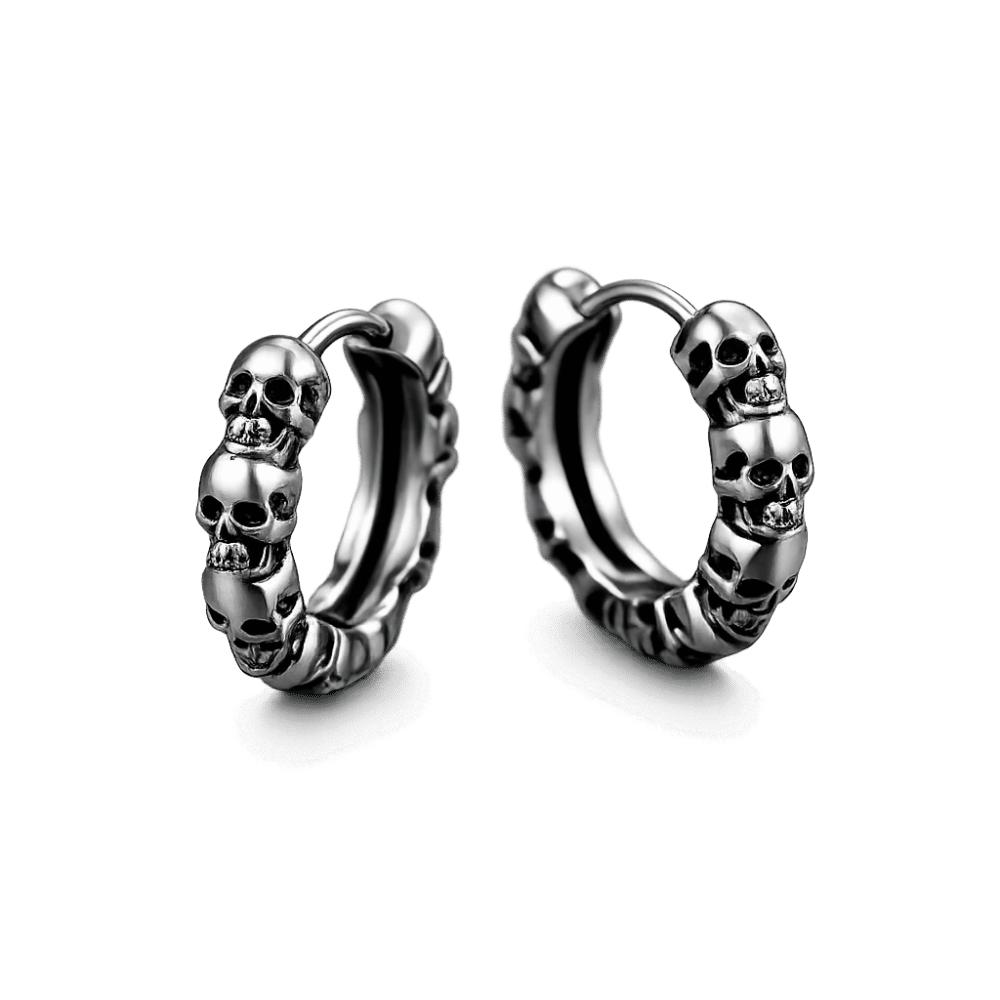 Creative Skull Hoop Earrings Silver Punk Earrings Jewelry Gothic Ear Buckles  Party