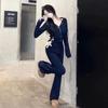 Dongdaemun Elegant Slimming Hooded Jacket & Long Pants Set for Women