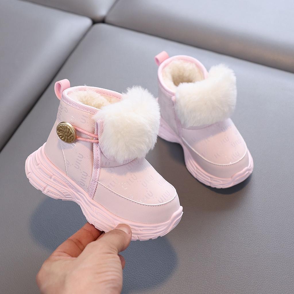 Waterproof and Warm Boots for Girls and Boys, Winter Children's Fashionable Fleece Cotton Boots