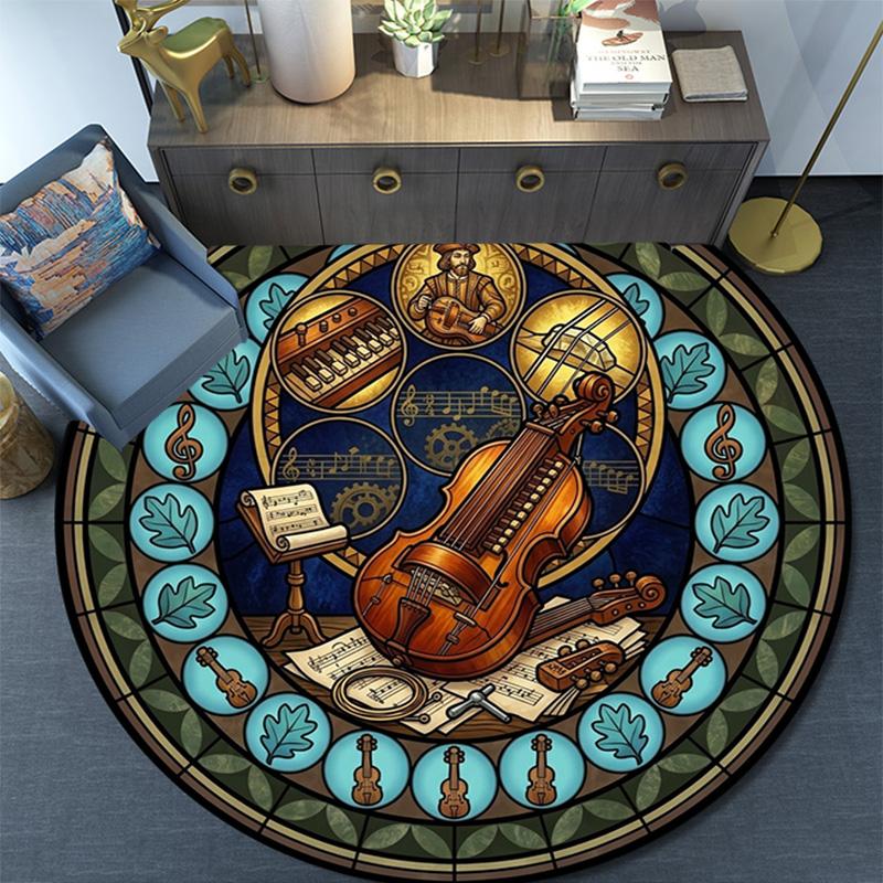 Harmonious Musical Harmony Round Area Rug Under Office Chairs Bedroom Living Room Home Decor