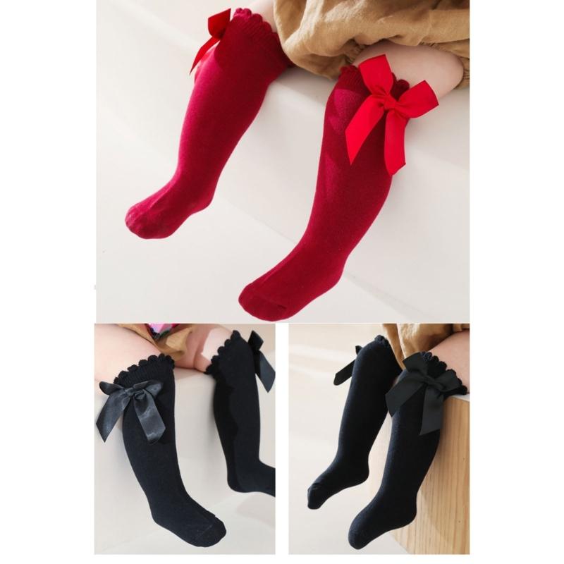 6 Pairs Long Boot Socks Leg Warmer Stockings Calf Socks for Baby Kids Bowknot Design Over Knee Stockings Child Socks
