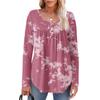 Dame Langermet Tunika Løse Topper Casual Oversized Topper Plissert Tunika Knapper Ned Casual Dame Print Topper