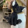 Süße Schwarze Deutsche Katze Puppe Große Ohren Lockige Katze Cartoon Katze Plüschtier Puppe Geschenk Puppe