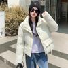 Women Autumn Winter Big Pocket Solid Color Thicken Outwear Cotton Padded Stand Collar Warm Short Jacket Coat