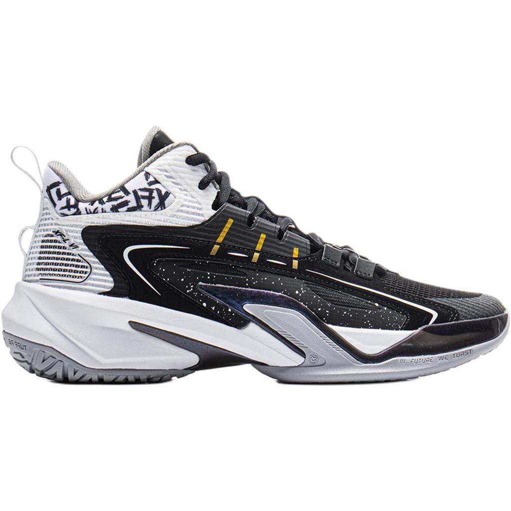 Li Ning Kids Basketball Comfortable Versatile Durable Rebound Support Non-Slip Low-Top Basketball Shoes Kids Sneakers Black Standard-White YKBV052-3