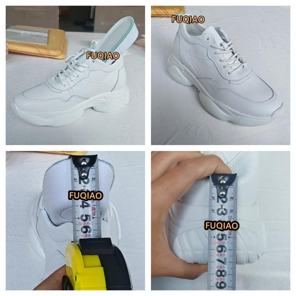 Cowhide Man Sneakers Elevator Shoes Height Increase Shoes for Men Lift Sports White Sneakers Black Shoes Insole 7CM Tall Shoes