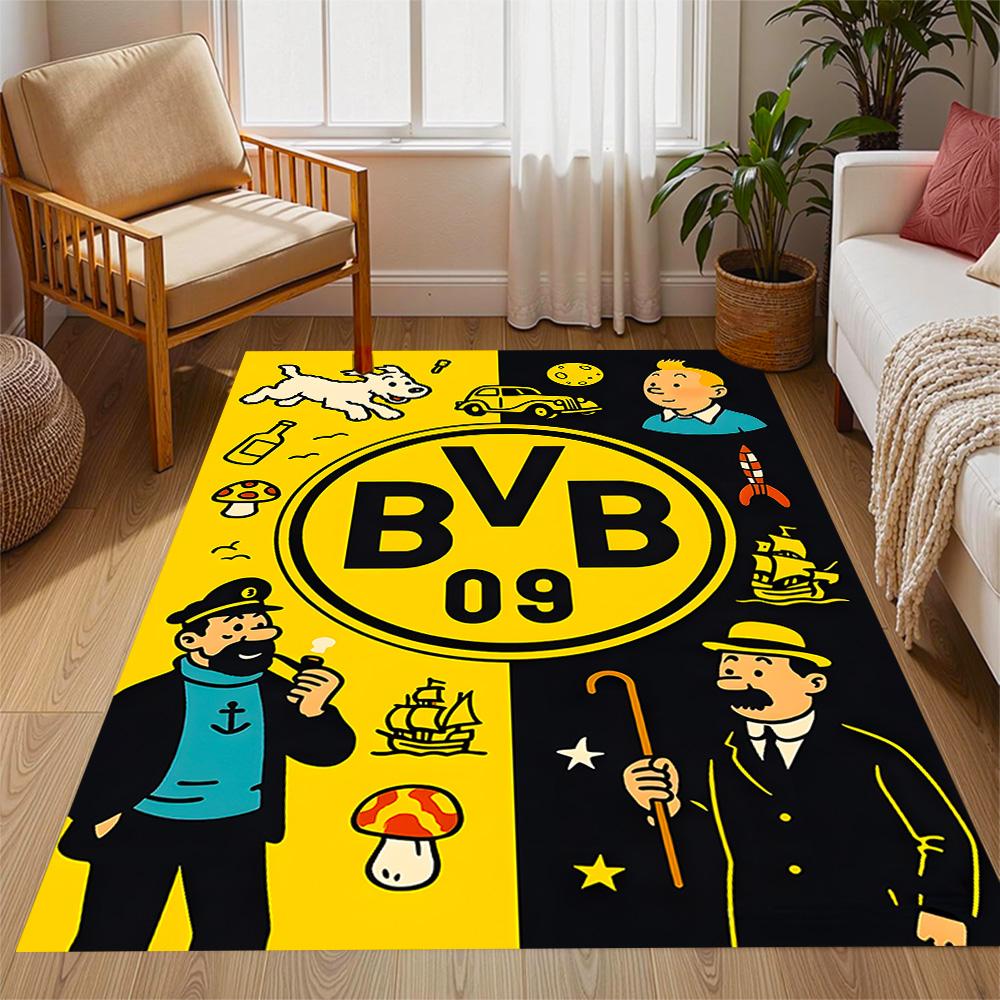 Χαλάκια Αντιολισθητικά με Θέμα Splatter Art - Λογότυπο Bvb 09 - Διακόσμηση Σπιτιού από Πολυεστέρα, Κατάλληλα για Υπνοδωμάτια, Σαλόνια, Εισόδους, Στούντιο και Διακοσμήσεις