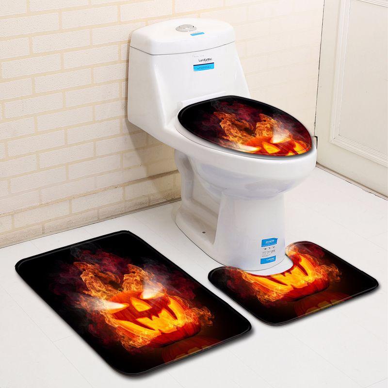 Personality Thriller Bathroom Toilet Three-Piece Floor Mat Door Mat Bathroom Carpet Now