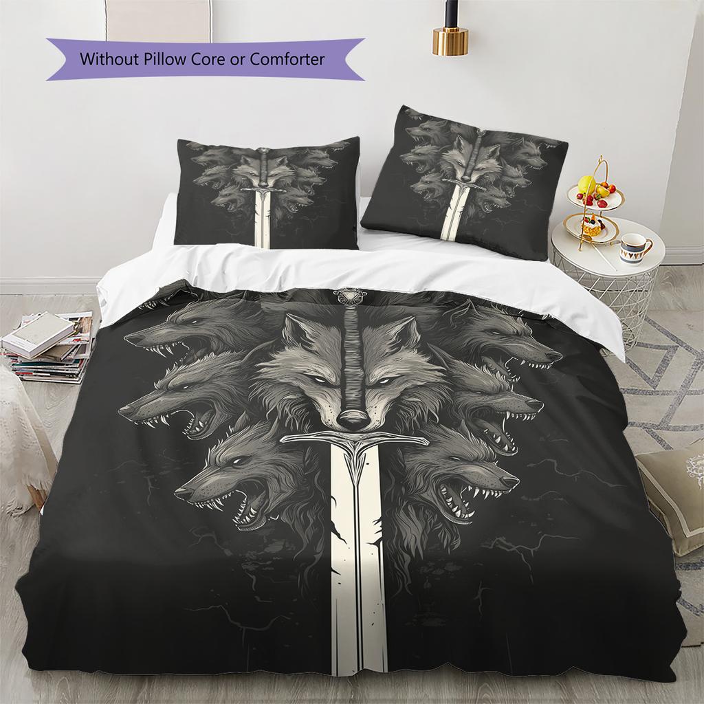 Sword Pattern Bedding Quilt Set Home Decoration Gift (1 * Duvet Cover + 2 * Pillowcase Without Core)