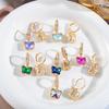Elegant Tourmaline Cubic Zirconia Butterfly Earrings - Light Luxury Studs for Ladies