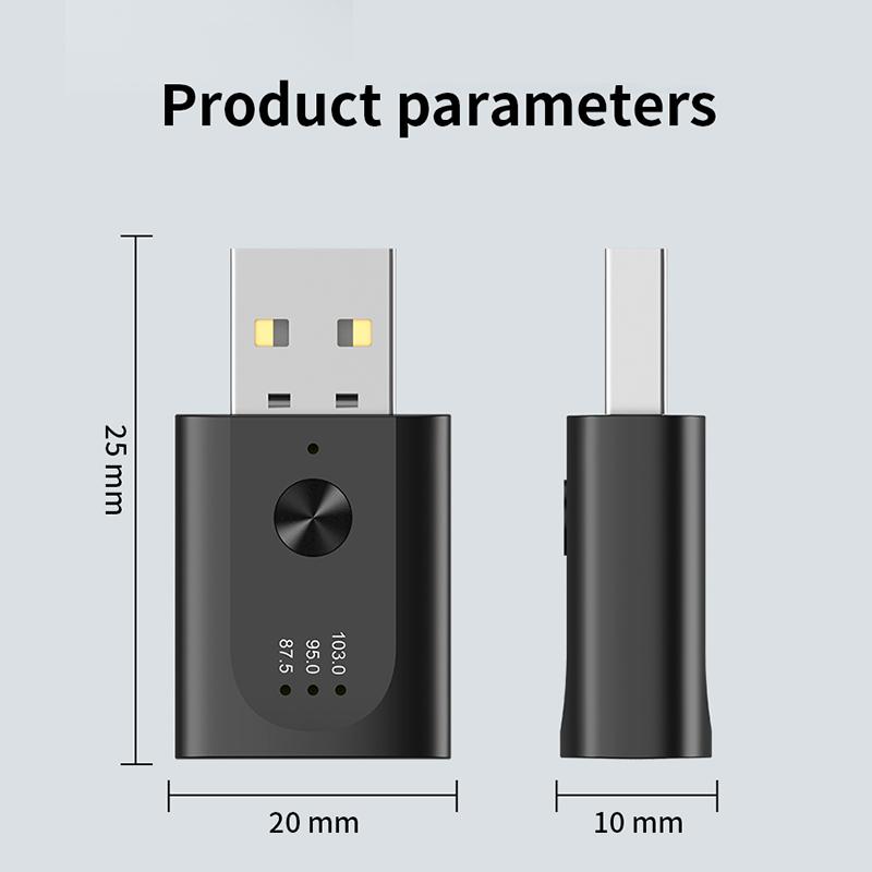 M08 USB Bluetooth-compatible 5.3 Adapter FM Radio Hands-Free Call Music Car Wireless Audio Receiver
