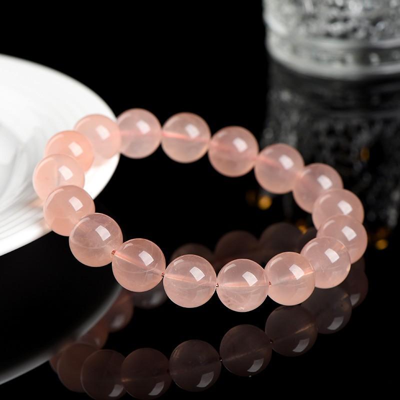 Natural Pink Quartz Bracelet 7A Grade Grapefruit Round Beads Handcrafted Boho Style Women Men Jewelry