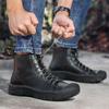 Buty Męskie Moda Buty Motocyklowe Wodoodporne Skórzane Buty Wiosenne Sznurowane Buty na Platformie Nowe Buty Wysokie dla Mężczyzn Botas Hombre
