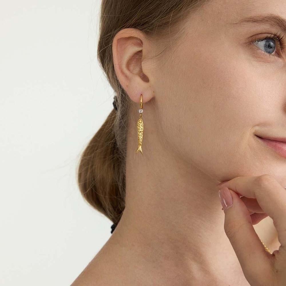 1 pair Exquisite Plated Fish Eardrops DIY Golden Fish Earrings Mini Metal Carp Earrings for Gifts