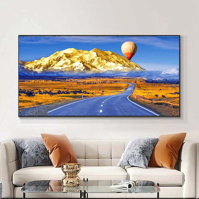 

Скандинавский воздушный шар, Золотая горная дорога, холст, картина, пейзажные постеры и принты, настенные художественные фотографии, домашний декор, без рамки 20*40cm