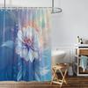 1PC 3D Blue Flower Pattern Shower Curtain, Waterproof, with 12 Hooks, Suitable for Bathroom Shower, Bathtub, Home Use