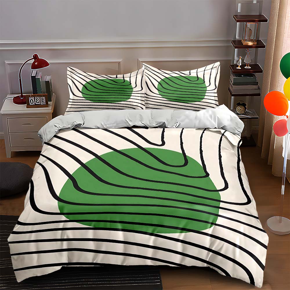 

Green circle lines Bedding Duvet cover sets Duvet covers Pillowcases gifts (1 * Duvet Cover 2 * Pillowcases, without duvet insert) 135x200cm