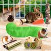 Hamster Toys Set with Tunnel Chewable Wood Timothy Hay Guinea Pig Enrichment Chew Toys for Small Animals