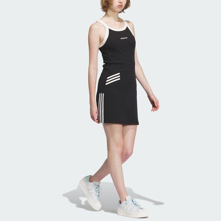Adidas Originals Classic Three Stripes Collection Hot Girl Collection Sleeveless Dress Women's Black IU4841