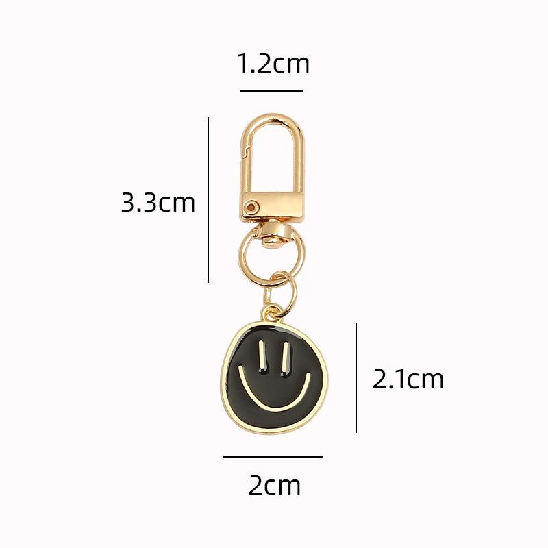 Lovely Smile Face Keychain Cute White Purple Yellow Pink Blue Black Enamel Metal Key Ring Bag Accessories For Women Ladies CLE