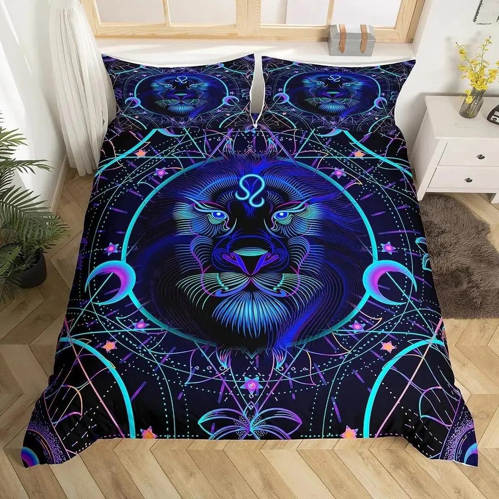 Zwillinge Königin König Bettbezug Sternbild Horoskop Bettdeckenbezug Astrologie Galaxie Bettwäscheset Stern Polyester Steppdeckenbezug