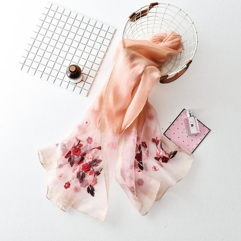 Embroidery, Embroidery, Handmade Beads, Silk, Wool Silk Scarf, Women'S Spring And Autumn Versatile Solid Color Scarf, Free Mother Scarf