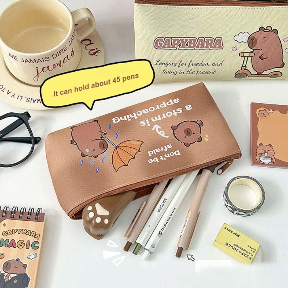 Capybara Pen Bag Kawaii Stationery Storage Pouch Portable Pencil Case  Student
